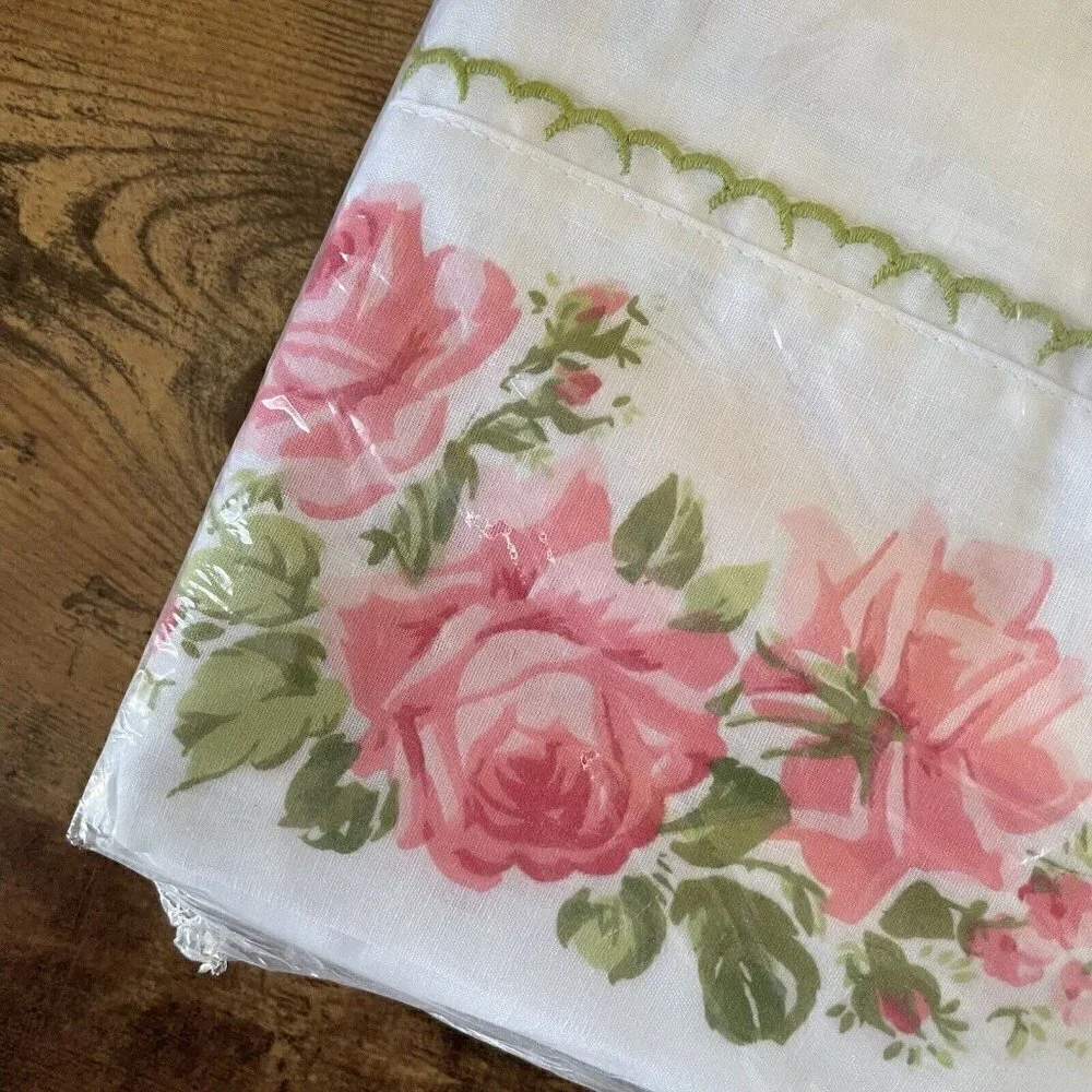 Vintage Springmaid No Iron Muslin Marvelaire Double Flat Sheet Prelude Floral